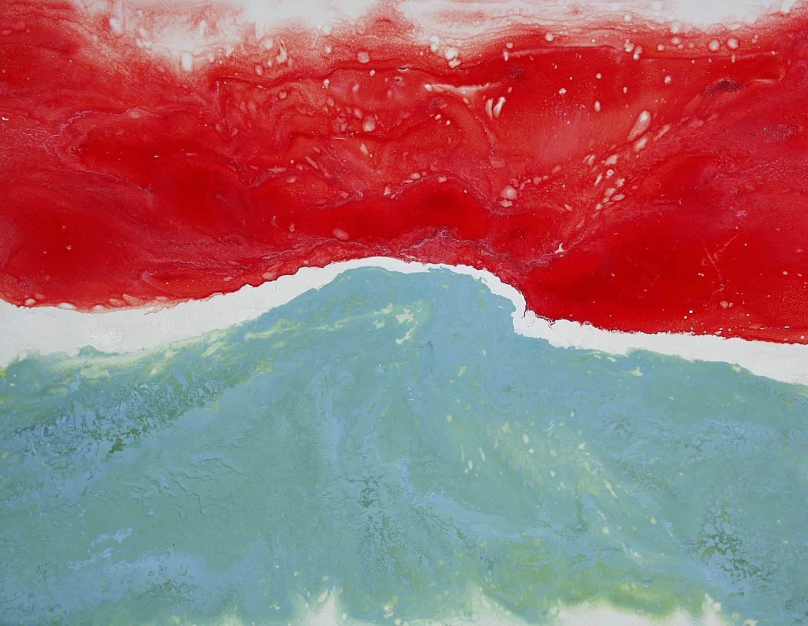 Meditation, 2005 30” x 40” Liquid Plastic, Oil Paint, Porcelain, Silk Screen, on Canvas