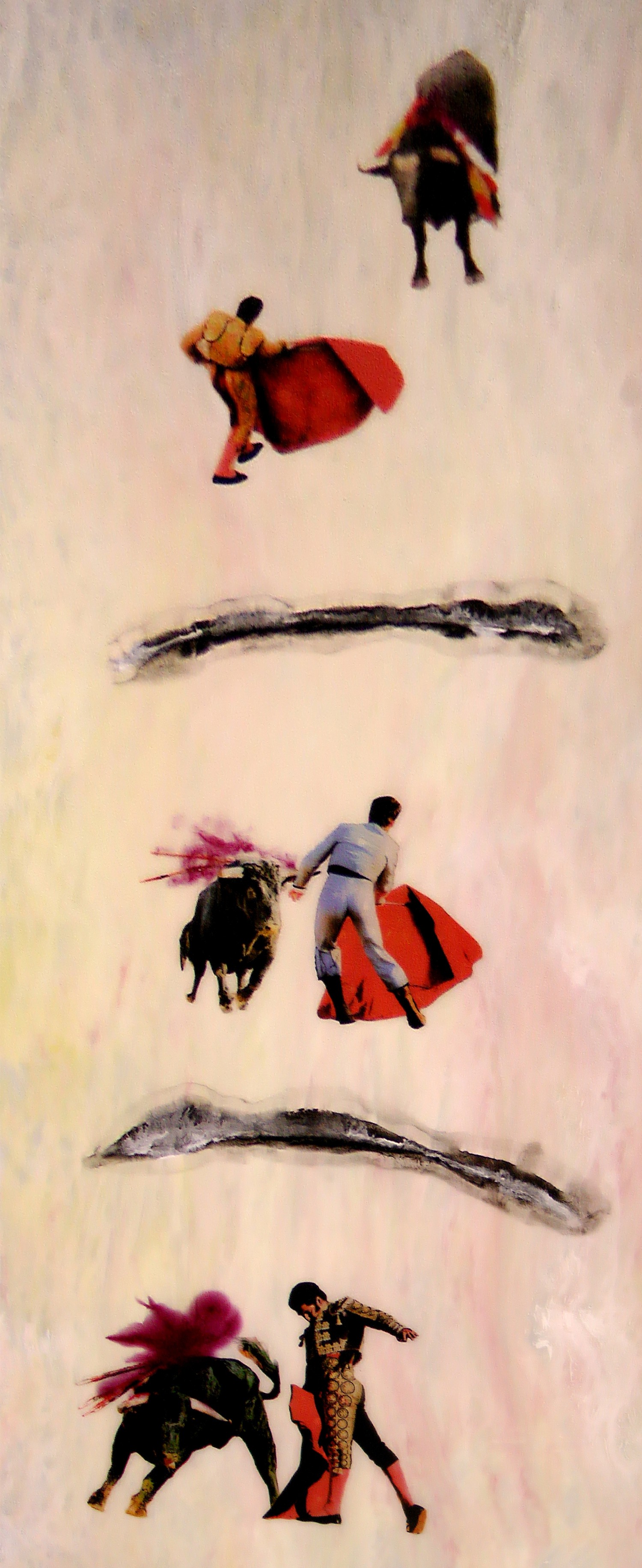 The Bullfighter, 2012 72" x 28" Mixed Media on Glass Sold